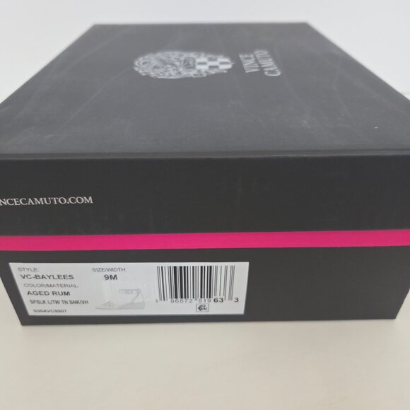 Vince Camuto Womens Baylees Sandals Sz 9 Leather Wedge Espadrille Aged Rum Brown - Picture 11 of 11